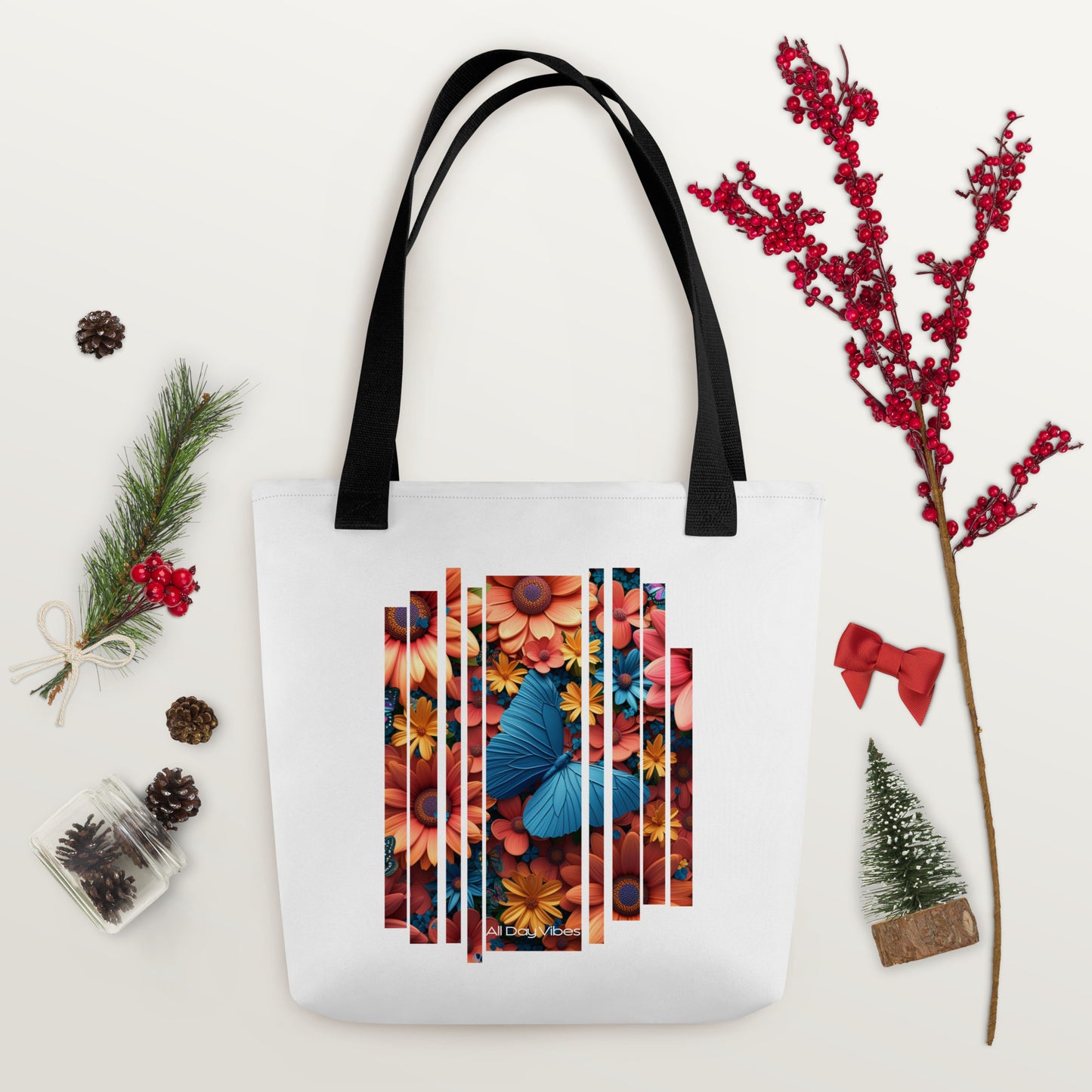 Elegant Blue Butterfly Tote Bag