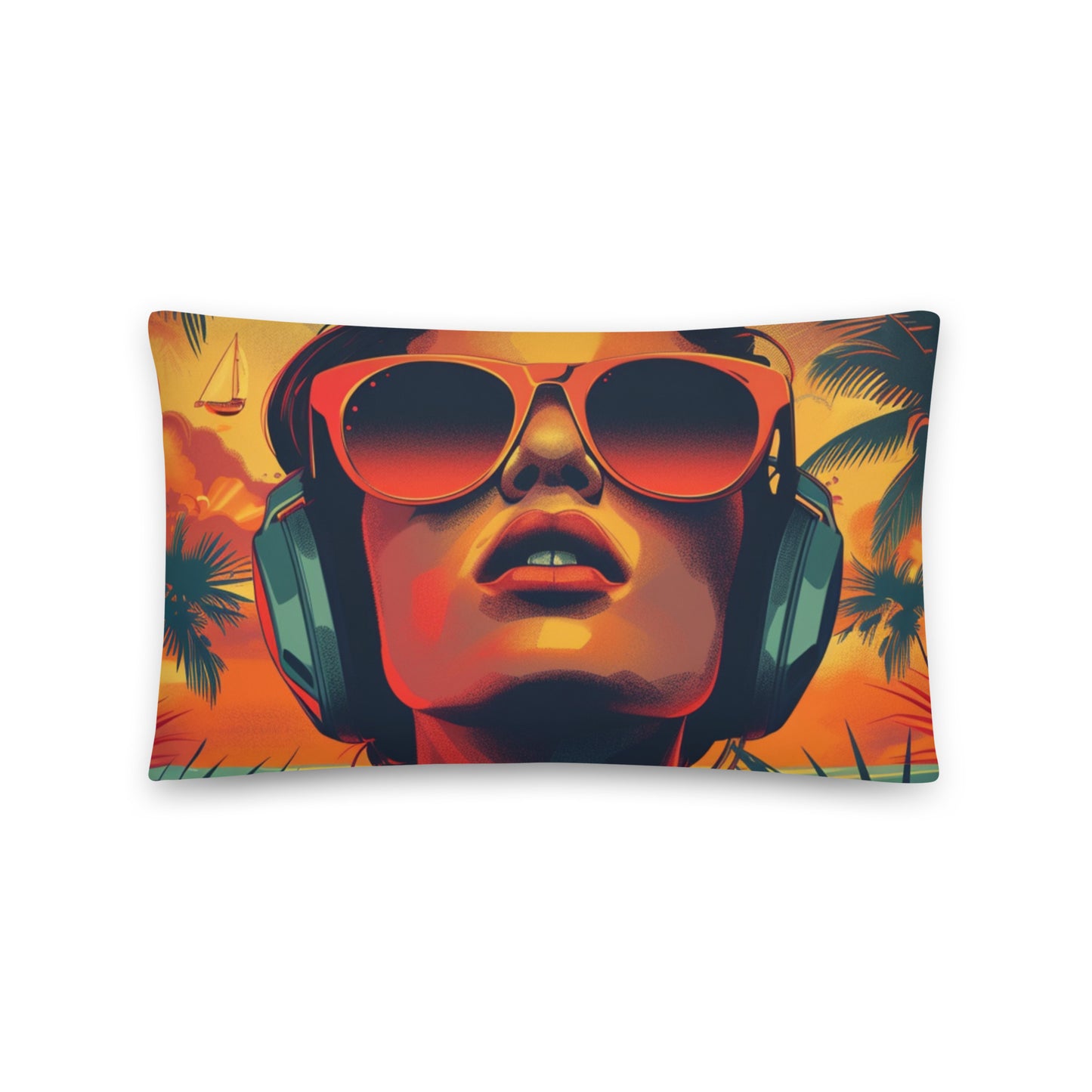 Girl with Headphones Chill Pillow