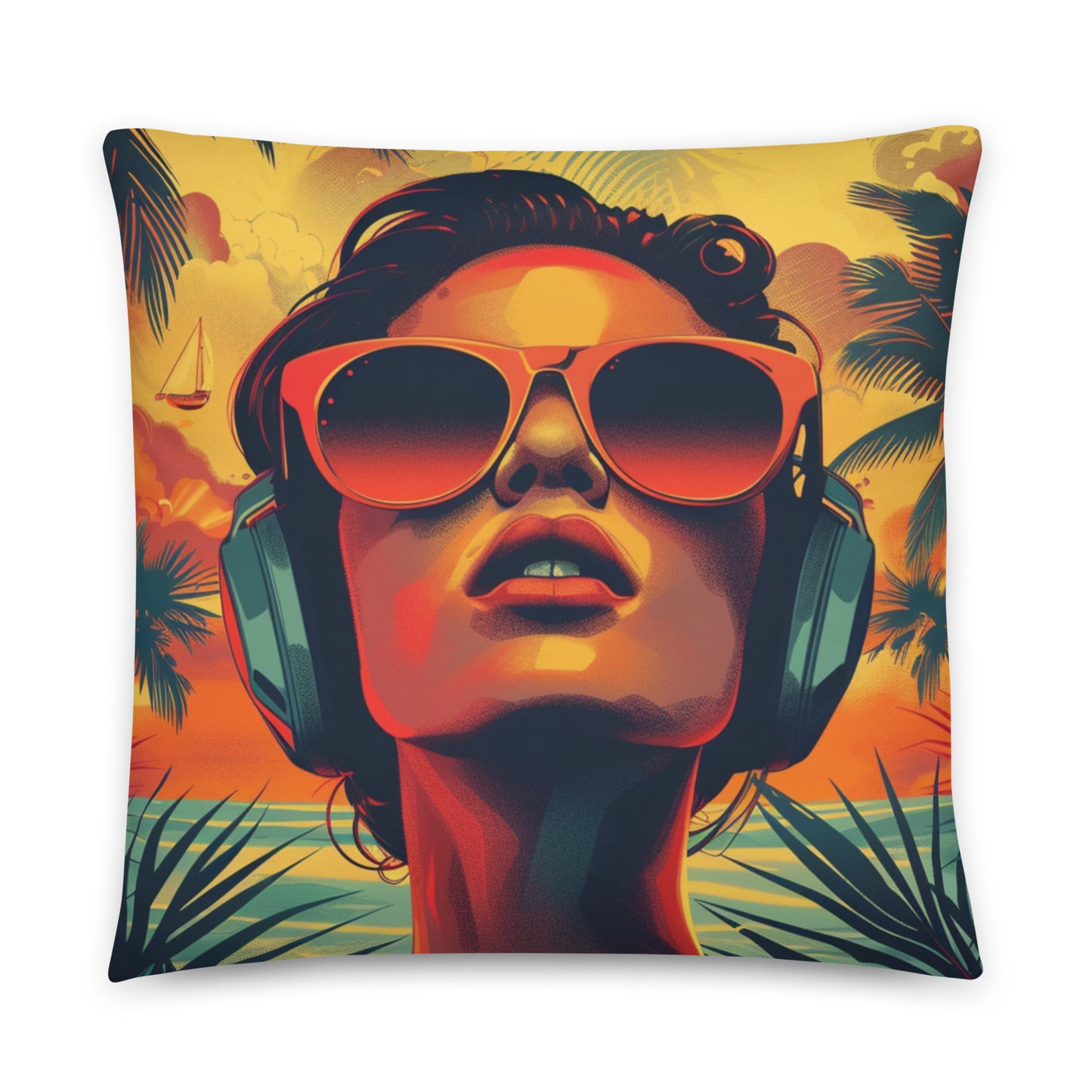 Girl with Headphones Chill Pillow