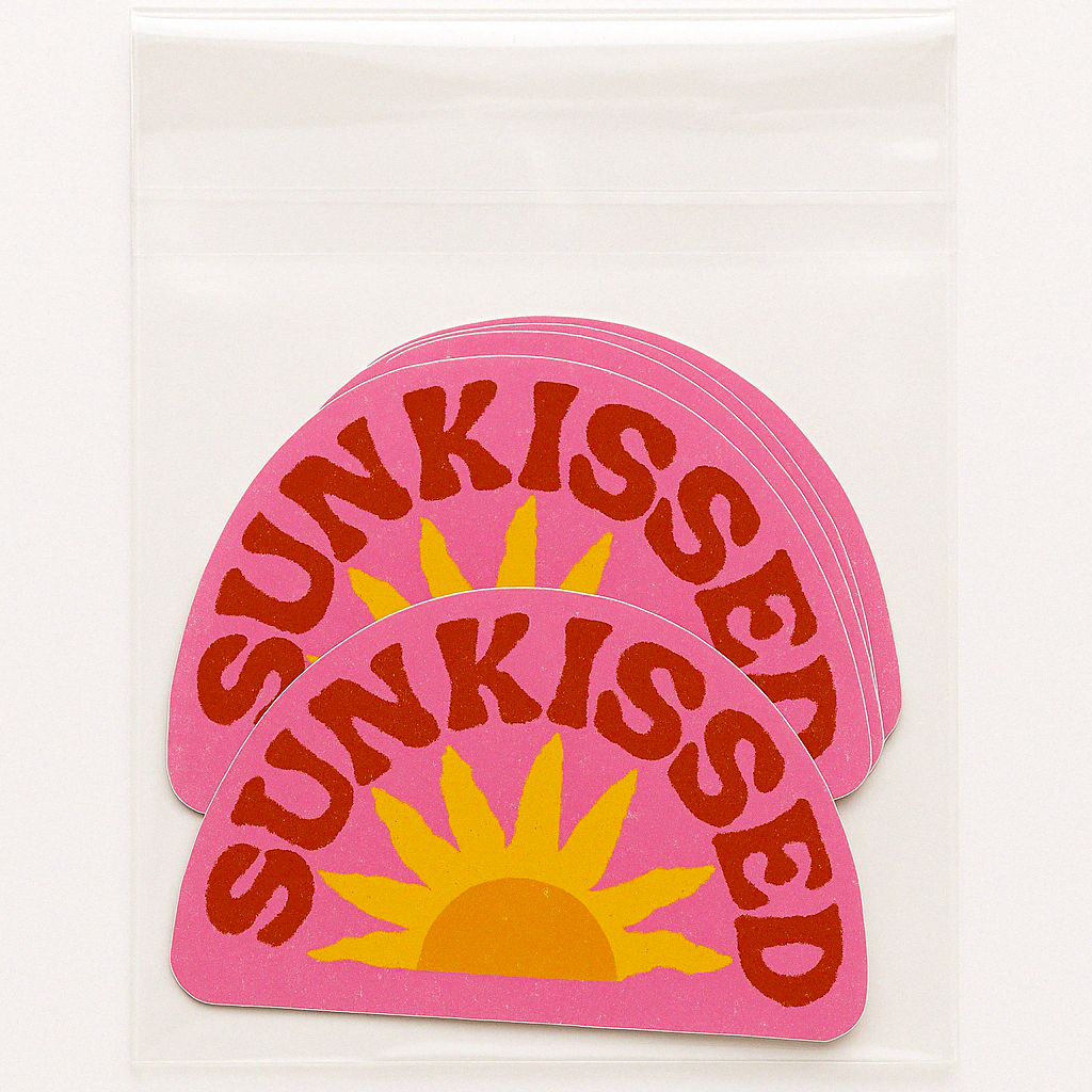 Sunkissed Retro Summer Sun Sticker 3"